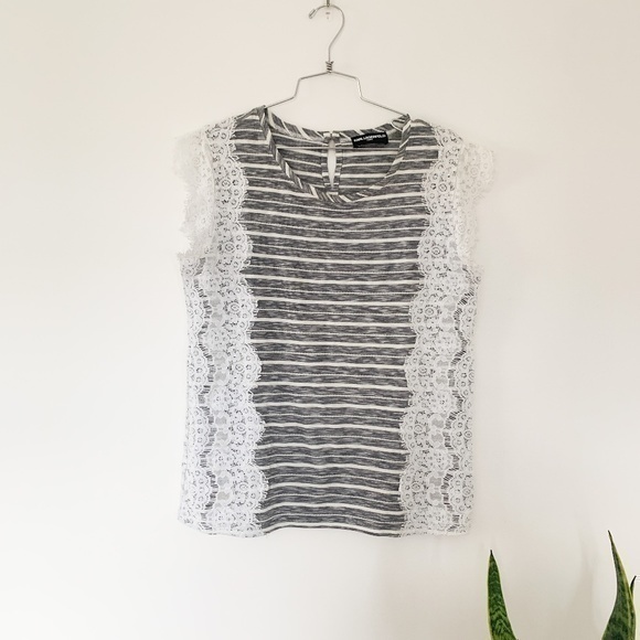 Karl Lagerfeld Paris Sleeveless Stripe Tank Top sz L - Picture 1 of 7